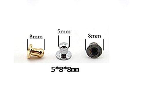 YICBOR 60pcs/Pack 5x8x8mm Alloy Screw Knob Rivets Handmade Crafts ZD-015 for Belt Shoes Watchband Metal Silver/Black/Bronze/Gold (Mixed-Colored)