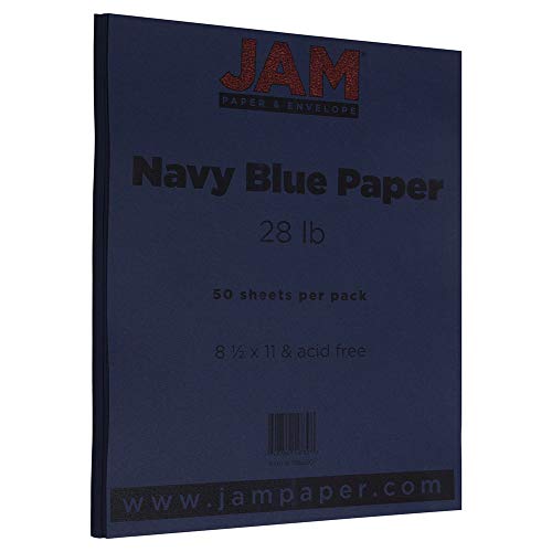 JAM PAPER Matte 28lb Paper - 105 gsm - 8.5 x 11 - Navy Blue - 50 Sheets/Pack