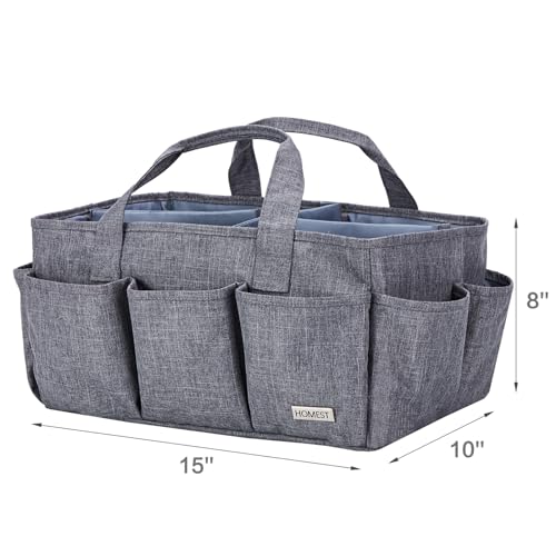 HOMEST Craft Organizer Tote Bag with Multiple Pockets, Storage Art Caddy for Scrapbooking, Crafts Supply Carrier for Tool, Gray