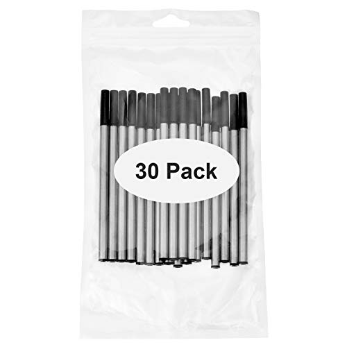 Leinuosen 30 Pieces Rollerball Pen Refill Writing Pen Refills for School and Office, 5 mm Tip, Black Ink
