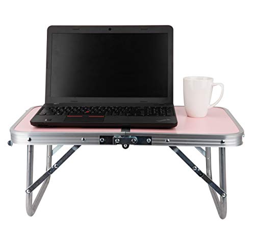 Mind Reader Lap Desk Laptop Stand, Bed Tray, Collapsible, Dorm Room, Portable, Dorm, MDF, Metal, 23.5" L x 16" W x 10" H, Pink