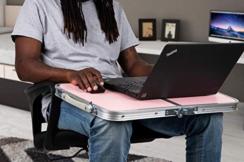 Mind Reader Lap Desk Laptop Stand, Bed Tray, Collapsible, Dorm Room, Portable, Dorm, MDF, Metal, 23.5" L x 16" W x 10" H, Pink
