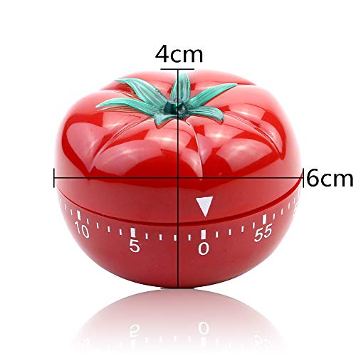 MotBach 2 Pack Kitchen Timer Baking Alarm Clock, Tomato Reminder Small Tomato Mechanical Countdown Timer, 360 Degree Rotating Craft Mechanical Wind Up 60 Minutes Timer