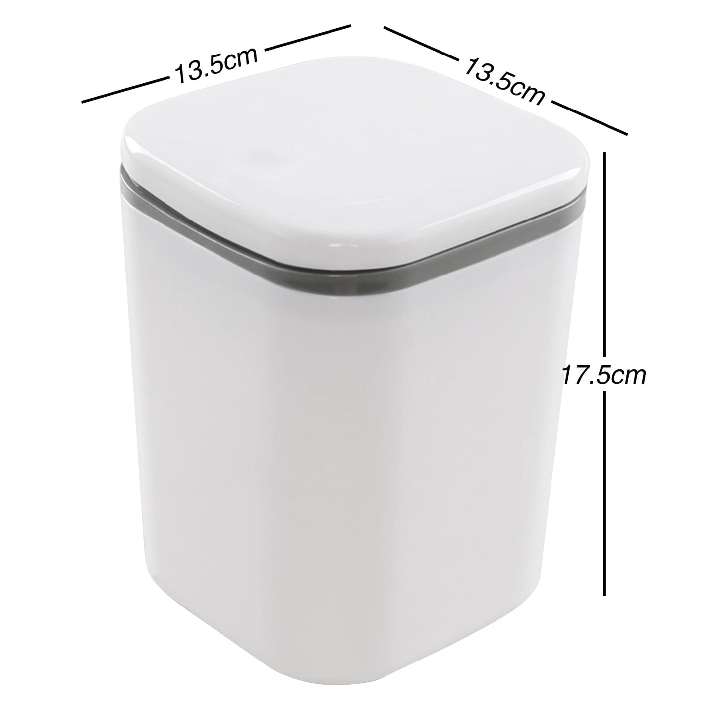 Hommp 0.5 Gallon Tiny Countertop Trash Can, Mini Desktop Garbage Can with Push-Button, White