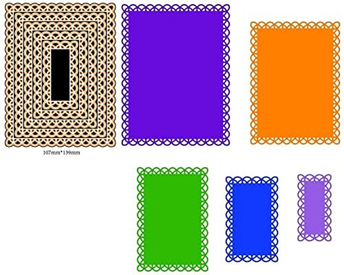 Nested Stitched Scallop Rectangle Frame Cutting Dies,DIY Artist Metal Cutting Dies Stencils Metal Cutting Dies Scrapbooking Crafting Paper Card Make Emboss Stencil Templat 10.7X13.9 cm
