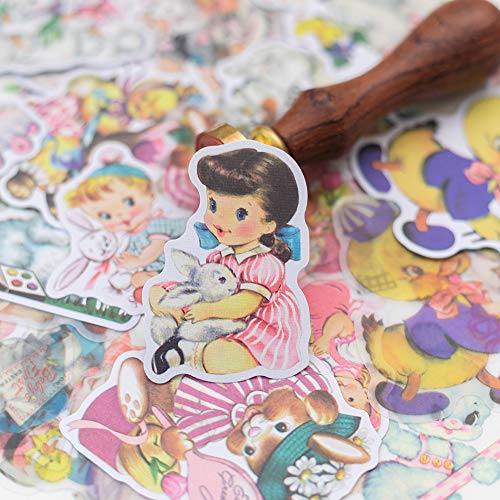 Alideco 80Pcs Vintage Vinyl Scrapbooking Stickers Packs, Funny Aesthetic Kawaii Stickers,Stickers for Adult, Stickers for Girls Journaling Assorted Phone Adult Stickers