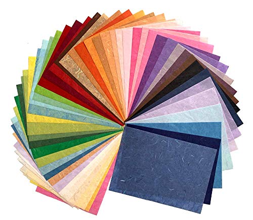 50 Sheets Mixed Colors A4 Thin Natural Fiber Mulberry Paper Sheets Art Tissue Washi Paper Design Craft Art Origami Suppliers Card Making