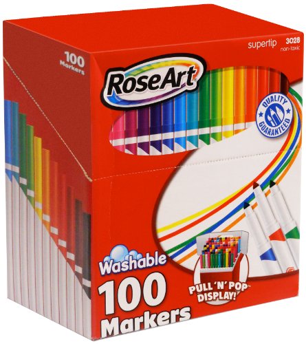 RoseArt SuperTip Washable Markers 100-Count Assorted Colors Packaging May Vary 3438VA-24