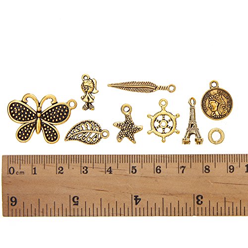 Ownsig 50 Pieces Antique Gold Assorted Charms Pendants DIY for Jewelry Making