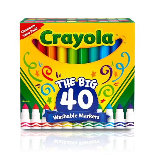 Crayola Ultra Clean Washable Markers (40 Count), Coloring Markers for Kids, Art Supplies, Marker Set, Gifts for Kids, 3, 4, 5