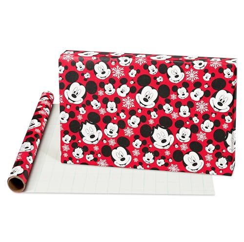 American Greetings 105 sq. ft. Disney Christmas Wrapping Paper Bundle with Cut Lines, Mickey Mouse (3 Rolls 30 in. x 14 ft.)