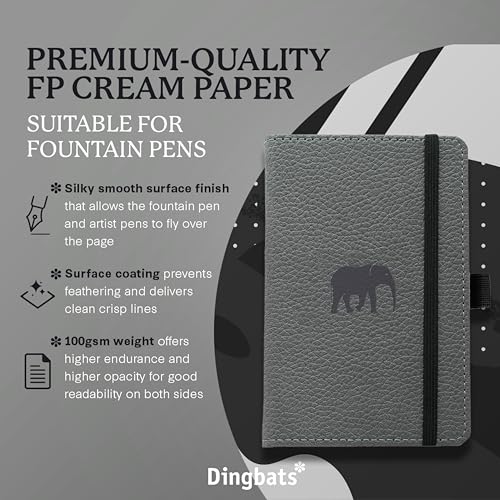 Dingbats* - Wildlife A6 Dotted Pocket Notebook - PU Leather Hardcover Small Journal for Work, Travel - Pocket, Elastic Closure, Pen Holder, Bookmark