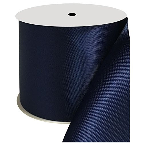 DUOQU 3 inch Wide Double Face Satin Ribbon 10 Yards Roll Multiple Colors Navy