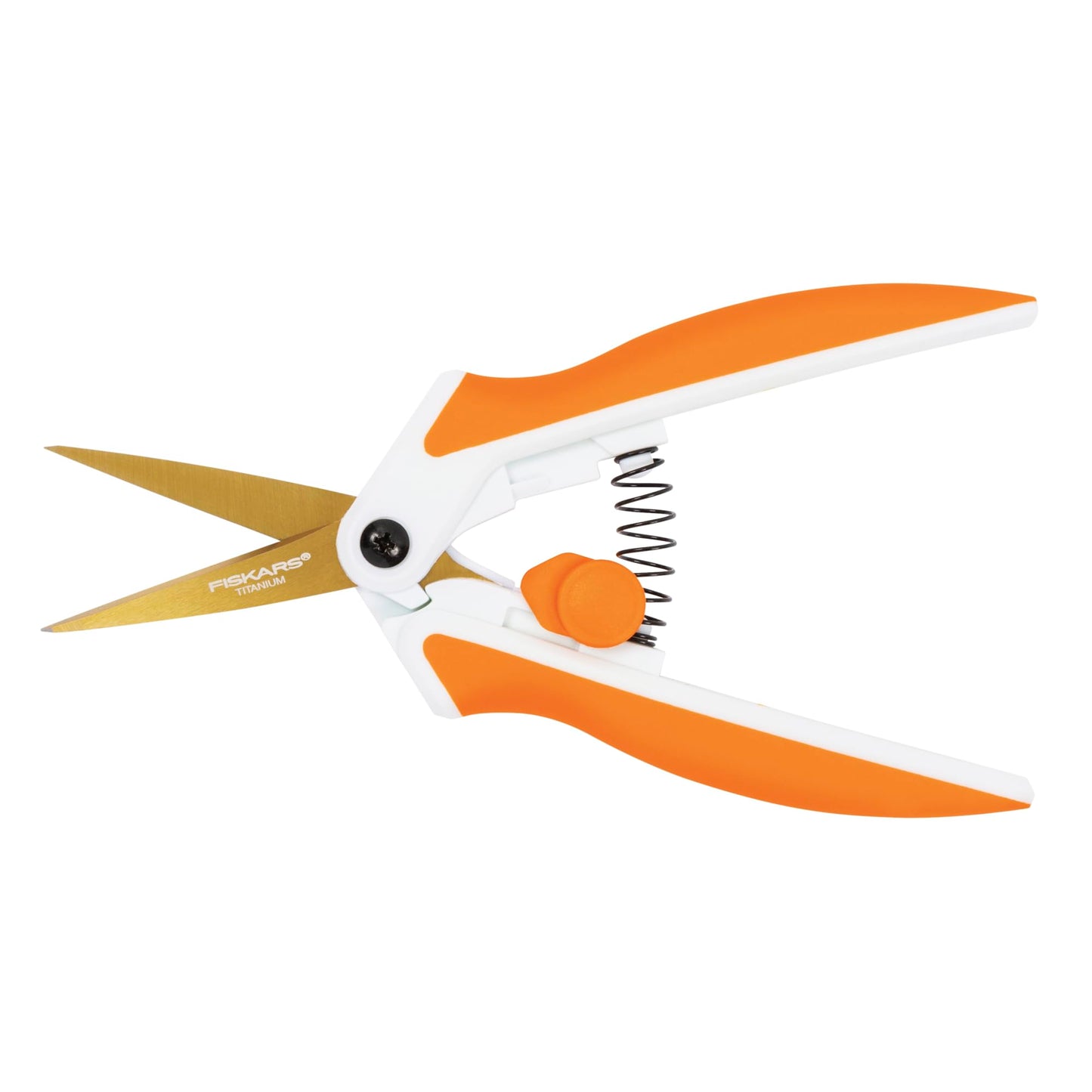 Fiskars Premier No. 5 Micro-Tip Easy Action Titanium Scissors - Stainless Steel Fabric and Mixed Media Scissors - Arts and Crafts - Orange