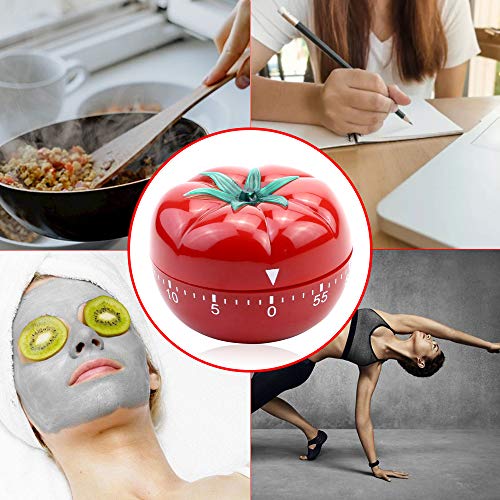 MotBach 2 Pack Kitchen Timer Baking Alarm Clock, Tomato Reminder Small Tomato Mechanical Countdown Timer, 360 Degree Rotating Craft Mechanical Wind Up 60 Minutes Timer