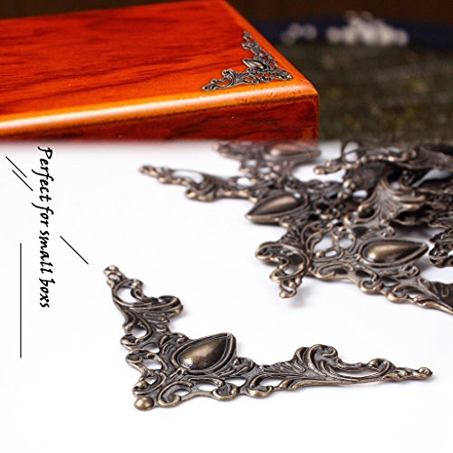 Furniture Decorative Edge Cover,EFORCAR Vintage Style Box Corner Guard Desk Edge Cover Decorative,Jewelry Case Box Kitchen Corner Protector Furniture Decor Triangle Carved - Pack of 60 Pcs (Bronze)