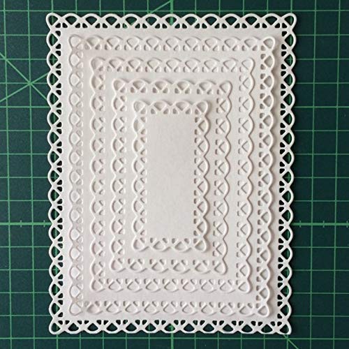 Nested Stitched Scallop Rectangle Frame Cutting Dies,DIY Artist Metal Cutting Dies Stencils Metal Cutting Dies Scrapbooking Crafting Paper Card Make Emboss Stencil Templat 10.7X13.9 cm