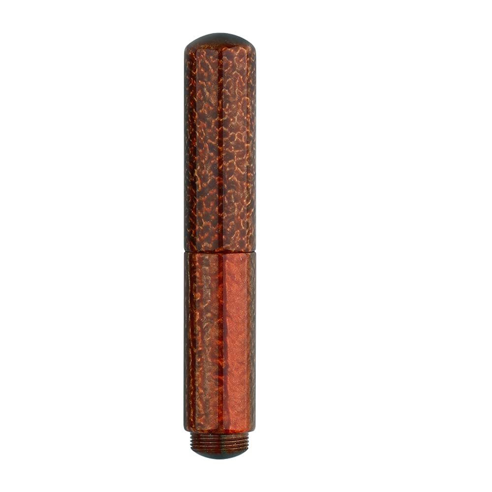 Majohn Wancai Mini Fountain Pen Iridium Fine Nib, Brown Acrylic Pocket-Size Travel Short Pen with 6 PCS Black Ink Cartridges