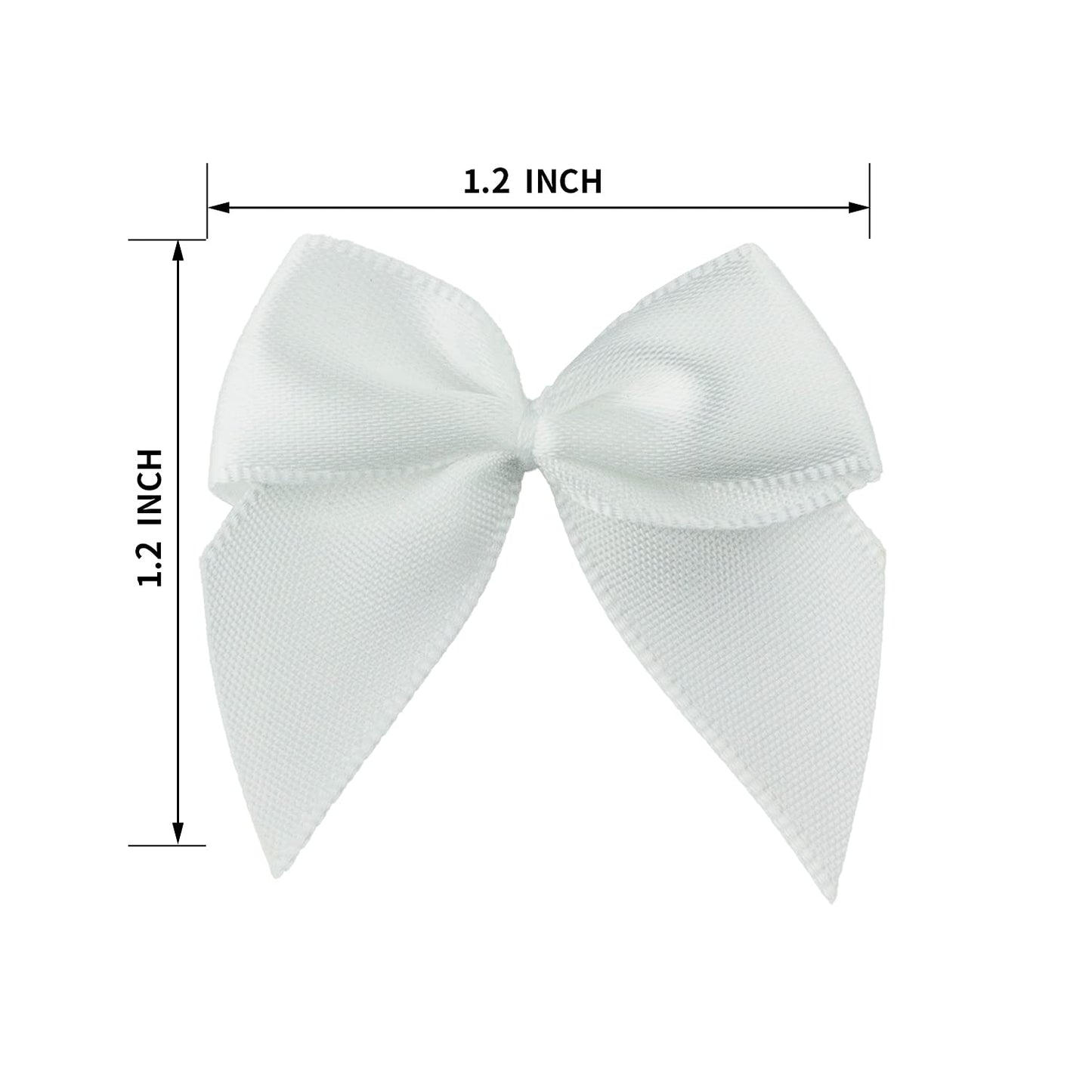 7Rainbows 50pcs Boutique Mini White Satin Ribbon Bows Flowers Appliques DIY Craft for Sewing Scrapbooking Wedding and Gift