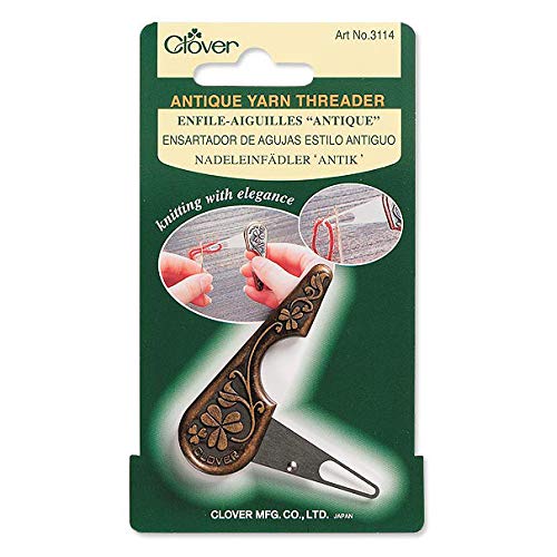 Clover Antique Yarn Threader-, 5.1" Height, 2.8" Length x 0.5" Width, Brown