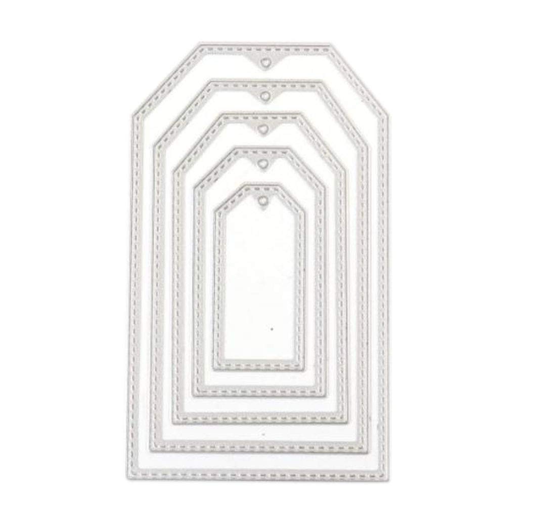 Mvchifay Cutting Dies Metal Stencils Scrapbooking Tool DIY Craft Carbon Steel Embossing Template for Paper Card Making (5 Pcs Tag)