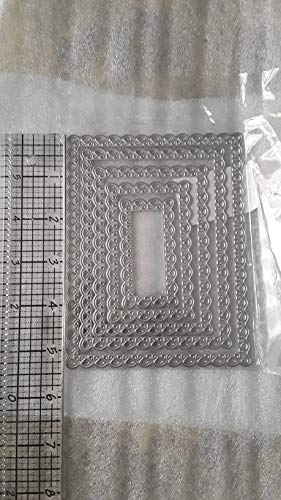 Nested Stitched Scallop Rectangle Frame Cutting Dies,DIY Artist Metal Cutting Dies Stencils Metal Cutting Dies Scrapbooking Crafting Paper Card Make Emboss Stencil Templat 10.7X13.9 cm