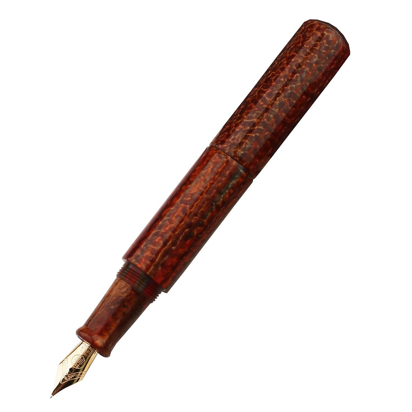 Majohn Wancai Mini Fountain Pen Iridium Fine Nib, Brown Acrylic Pocket-Size Travel Short Pen with 6 PCS Black Ink Cartridges