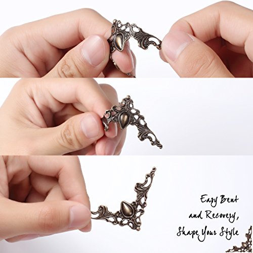 Furniture Decorative Edge Cover,EFORCAR Vintage Style Box Corner Guard Desk Edge Cover Decorative,Jewelry Case Box Kitchen Corner Protector Furniture Decor Triangle Carved - Pack of 60 Pcs (Bronze)