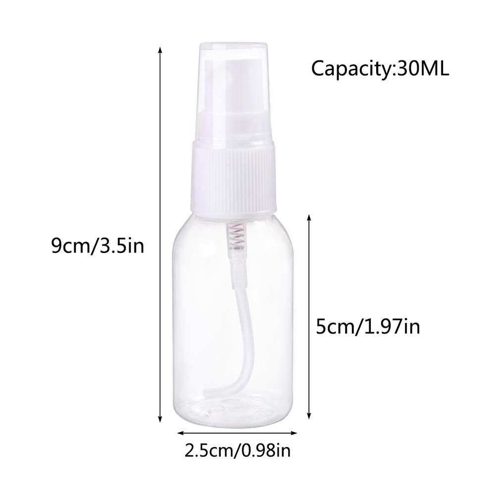 Yoodelife 30ML Portable Refillable Plastic Fine Mist Perfume Transparent Empty Spray Sprayer Bottle Cosmetic Mini Spray Bottles Transparent Travel Small Bottles White, 2 Pcs