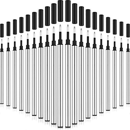 Leinuosen 30 Pieces Rollerball Pen Refill Writing Pen Refills for School and Office, 5 mm Tip, Black Ink