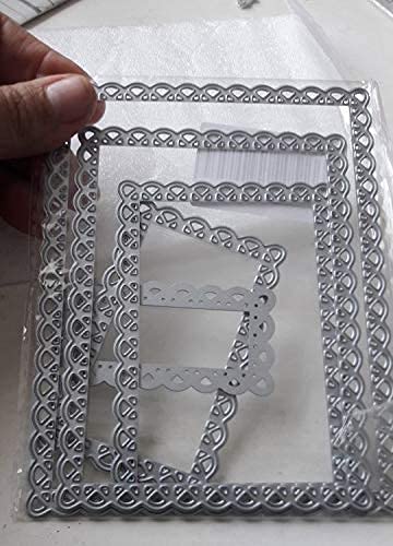 Nested Stitched Scallop Rectangle Frame Cutting Dies,DIY Artist Metal Cutting Dies Stencils Metal Cutting Dies Scrapbooking Crafting Paper Card Make Emboss Stencil Templat 10.7X13.9 cm