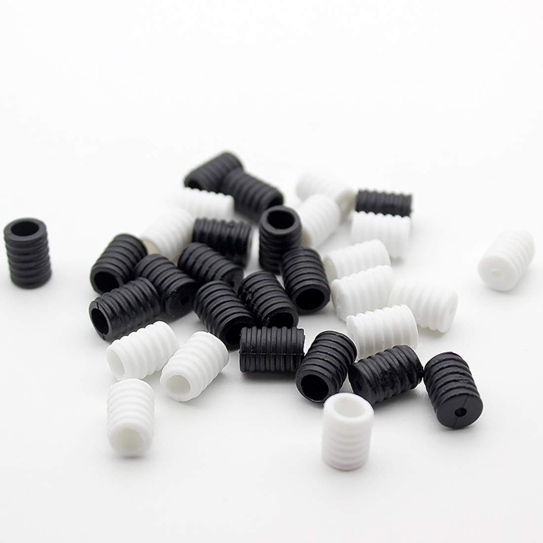PLAZALA Cord Lock White Black Soft Plastic Round Elastic Mask Adjustment Buckle Adult Children Elastic Adjustment Accessories (50pcs)