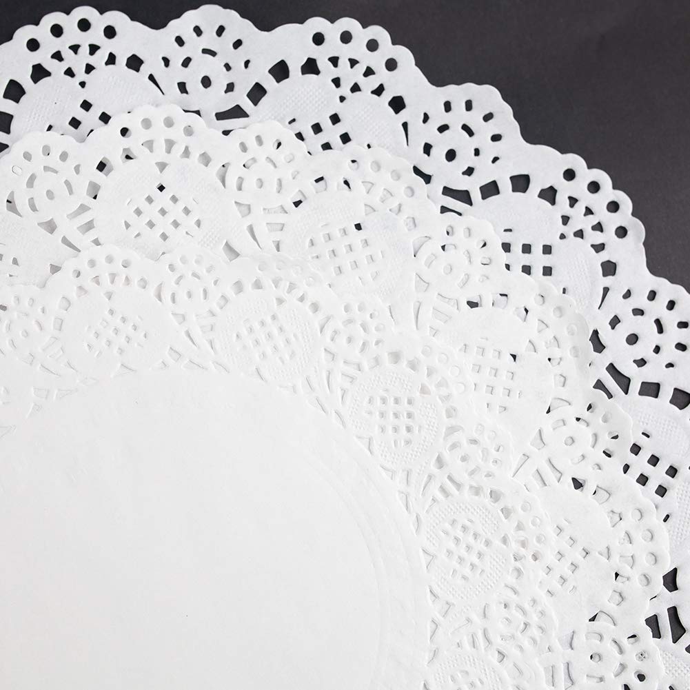 HAKSEN 108 PCS Paper Lace Doilies Combo, Pack 36 Each 6.5", 8.5", 10.5",Baked, Grilled, Fried Food,Tableware Decoration