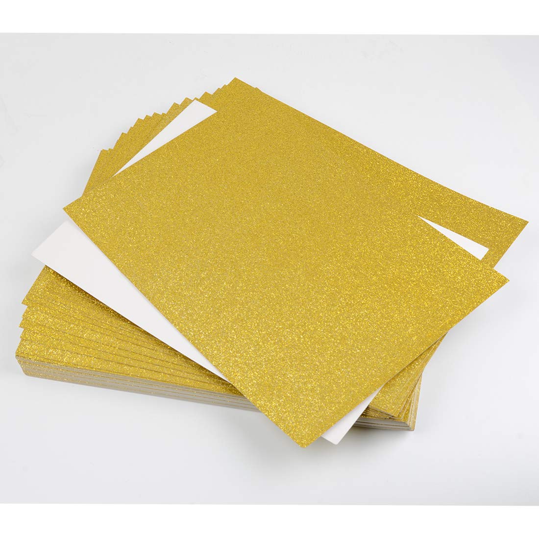 Gold Glitter Cardstock, 60Pcs Gold Glitter Paper for Cricut, Gold Card Stock for DIY Projects, Crafts, Scrapbook, Cake Topper, Birthday and Wedding Invitations, 250GSM, 12x8.5 inches