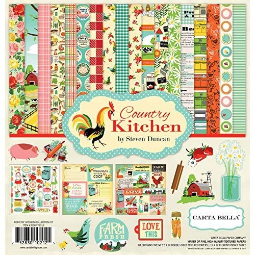 Carta Bella Paper CBCK76016 Company Country Kitchen Collection Kit Orange, Teal, Green, 12-x-12-Inch