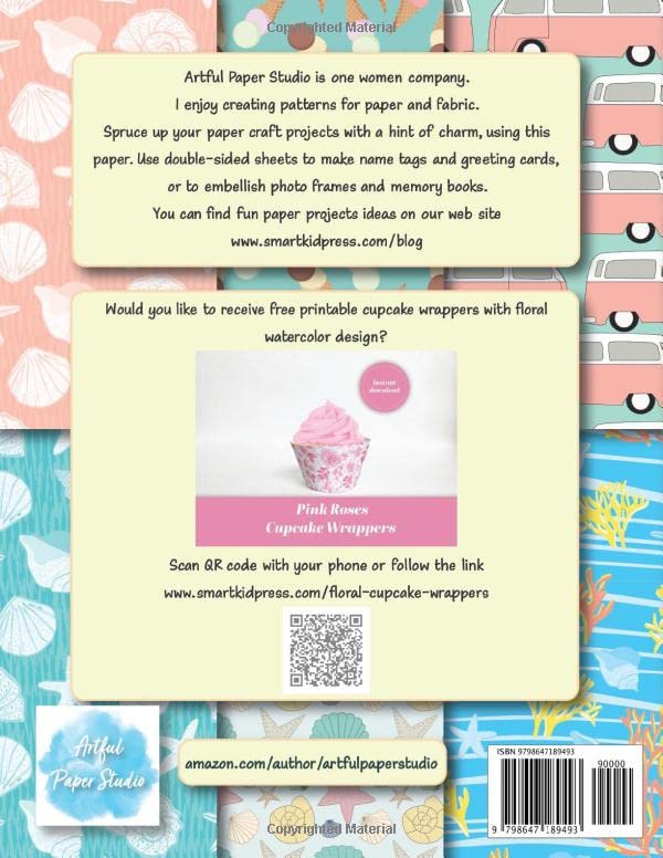 Summer Beach Scrapbook Paper: 20 patterned double sided sheets. 8.5" x 11" Card making craft paper (Decorative Craft Paper)