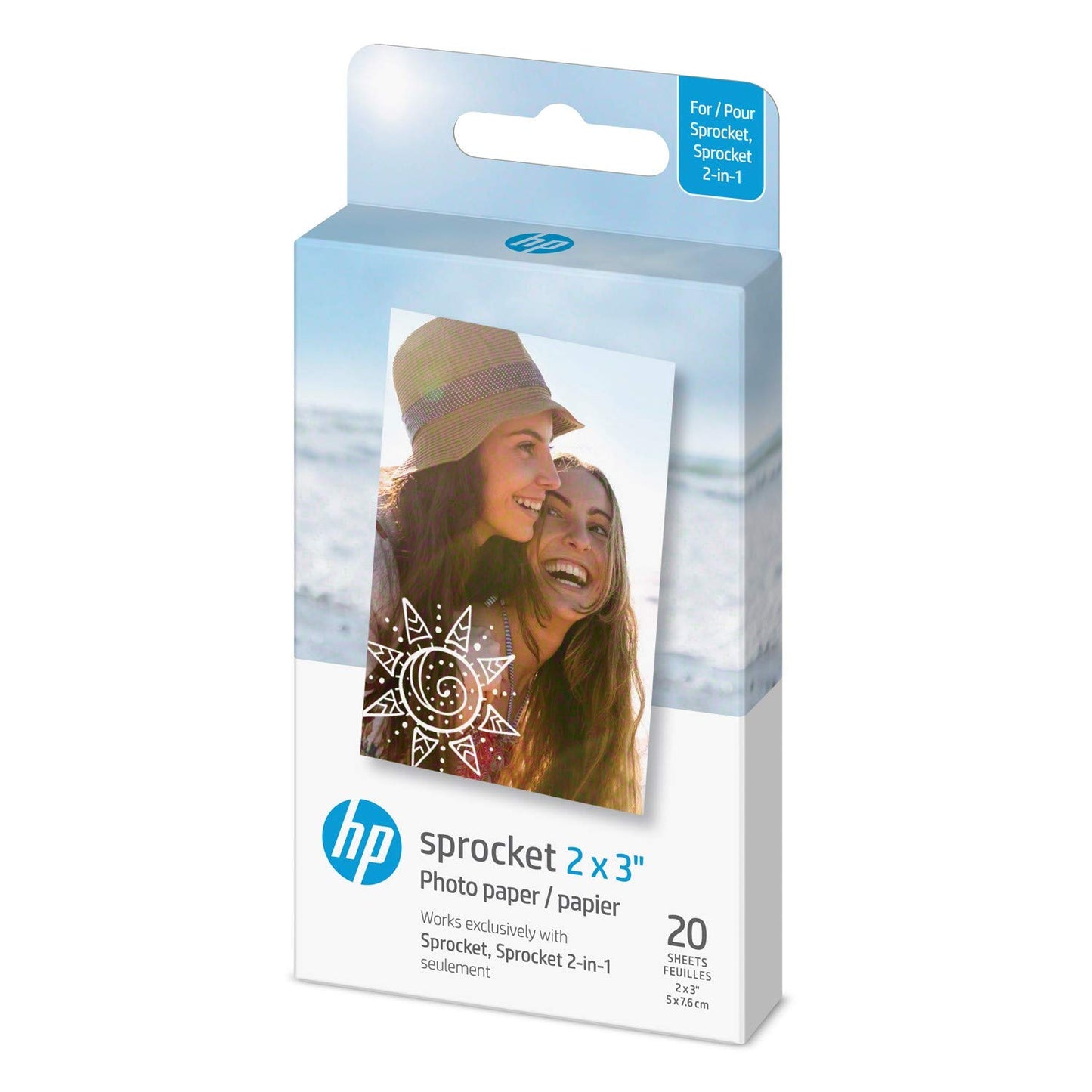 HP Sprocket 2x3" Premium Zink Sticky Back Photo Paper (20 Sheets) Compatible with HP Sprocket Photo Printers, White