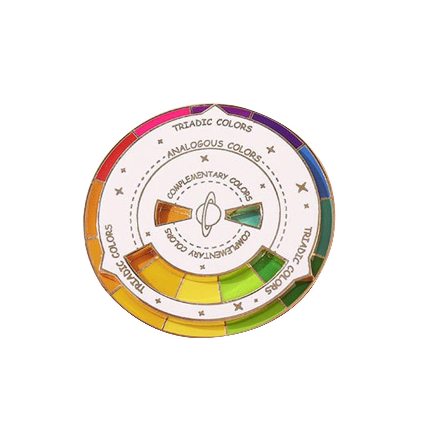 Snowflake Brooch Creative Color Wheel Enamel Pin The Spinning Wheel Moves Nicely Color Wheel Brooch (White, One Size)