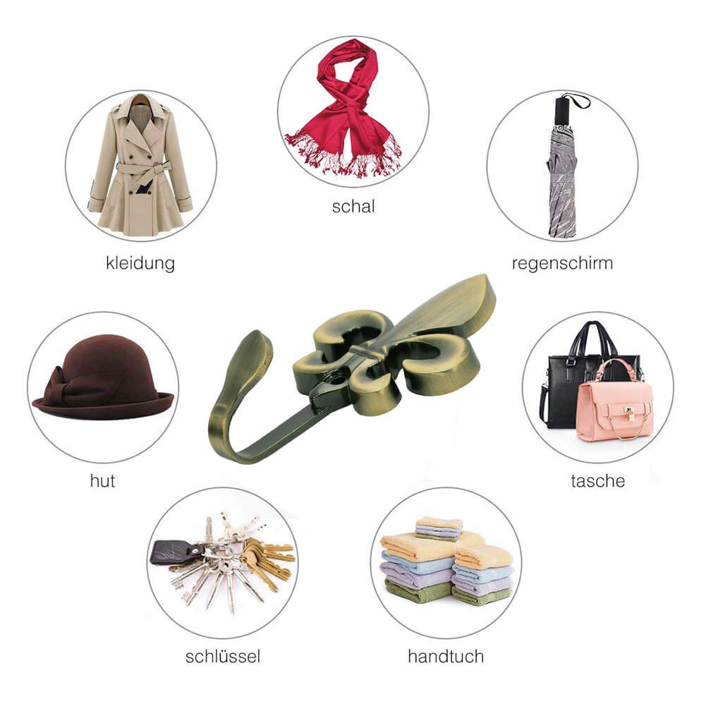 GoYonder Decorative Wall Hanging Coat Hooks Zinc Alloy Curtain Tieback Holders Screws Set of 4 Flower Shape (Bronze)