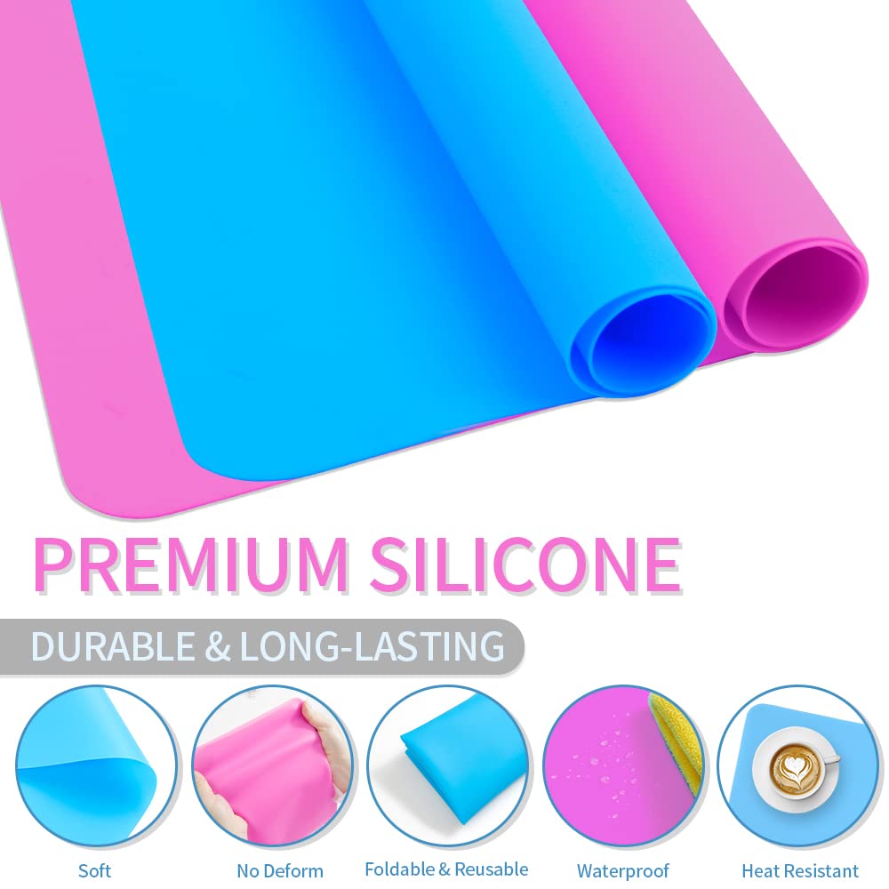 Silicone Mat, Silicone Mats for Crafts, Silicone Craft Mat, 2 Pack 15.7" x 11.8", Large Silicone Mat, Silicone Sheet, Silicone Mats for Resin Crafting Art Painting Mat Resin Molds Mat Resin Supplies