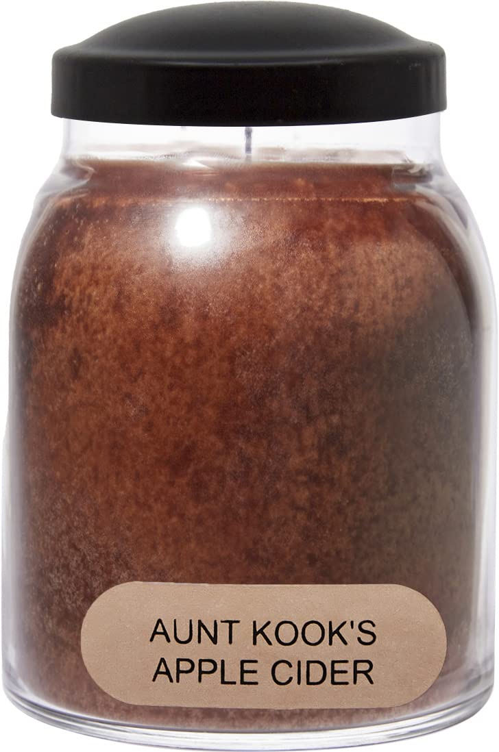 A Cheerful Giver - Aunt Kook's Apple Cider Baby Scented Glass Jar Candle (6oz) with Lid & True to Life Fragrance Made in USA