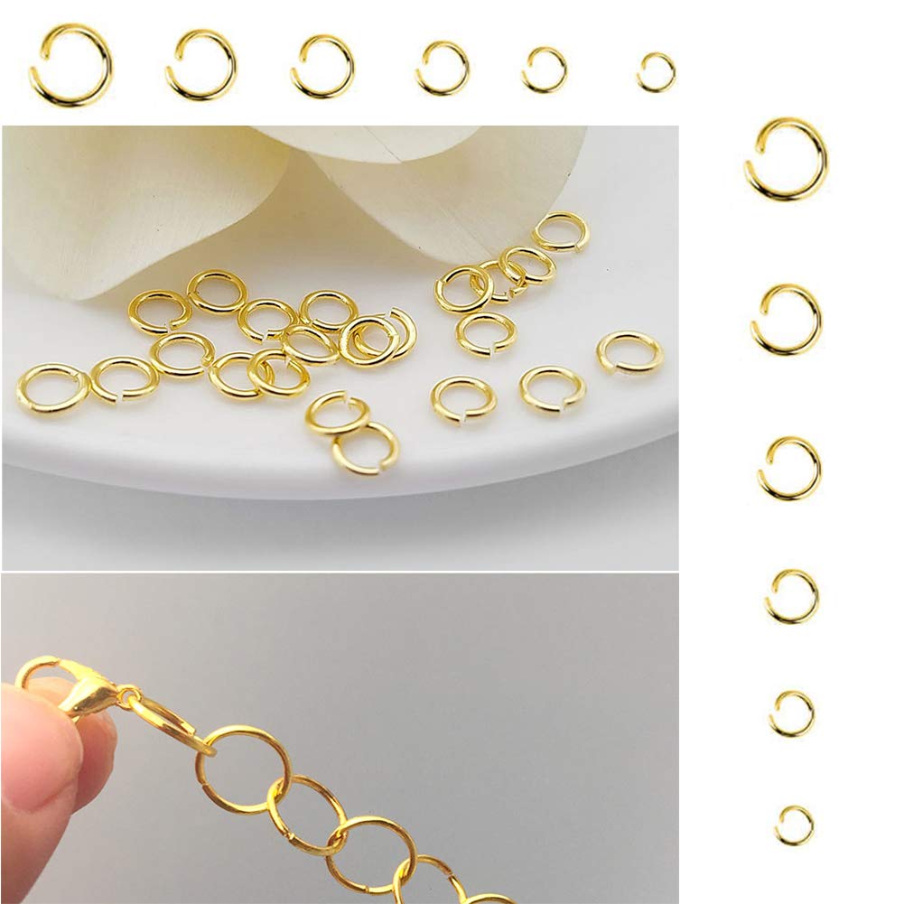EuTengHao 1504Pcs Gold Open Jump Ring and Lobster Clasps Kit Jewelry Making Repair Supplies Kit with Jewelry Pliers Tweezers for Necklace Jewelry Making Repair (Gold)
