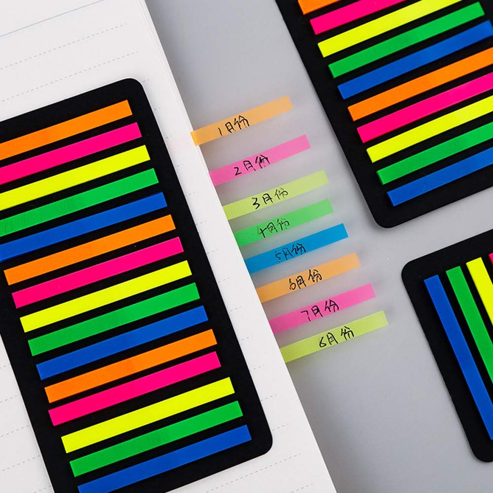 Page Markers Sticky Index Tabs Label Highlighter Strips, Transparent PET Filing Flags Notes Stickers Decorative for Appointment Events Scrapbook Planner Reading Classify Files 300 Pieces 5 Colors