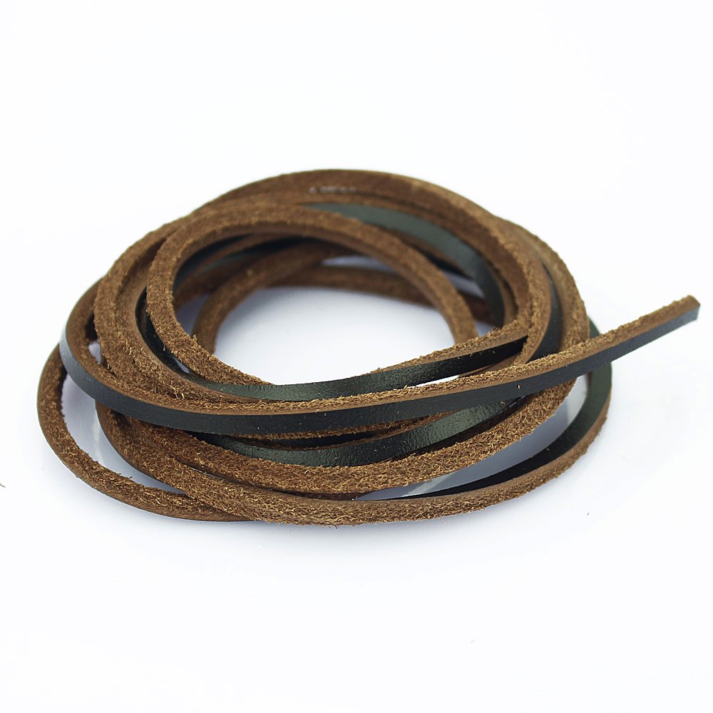 LolliBeads (TM) 3mm Flat Genuine Leather Shoe Lace Strip Cord Braiding String Dark Brown Espresso (72 Inches)