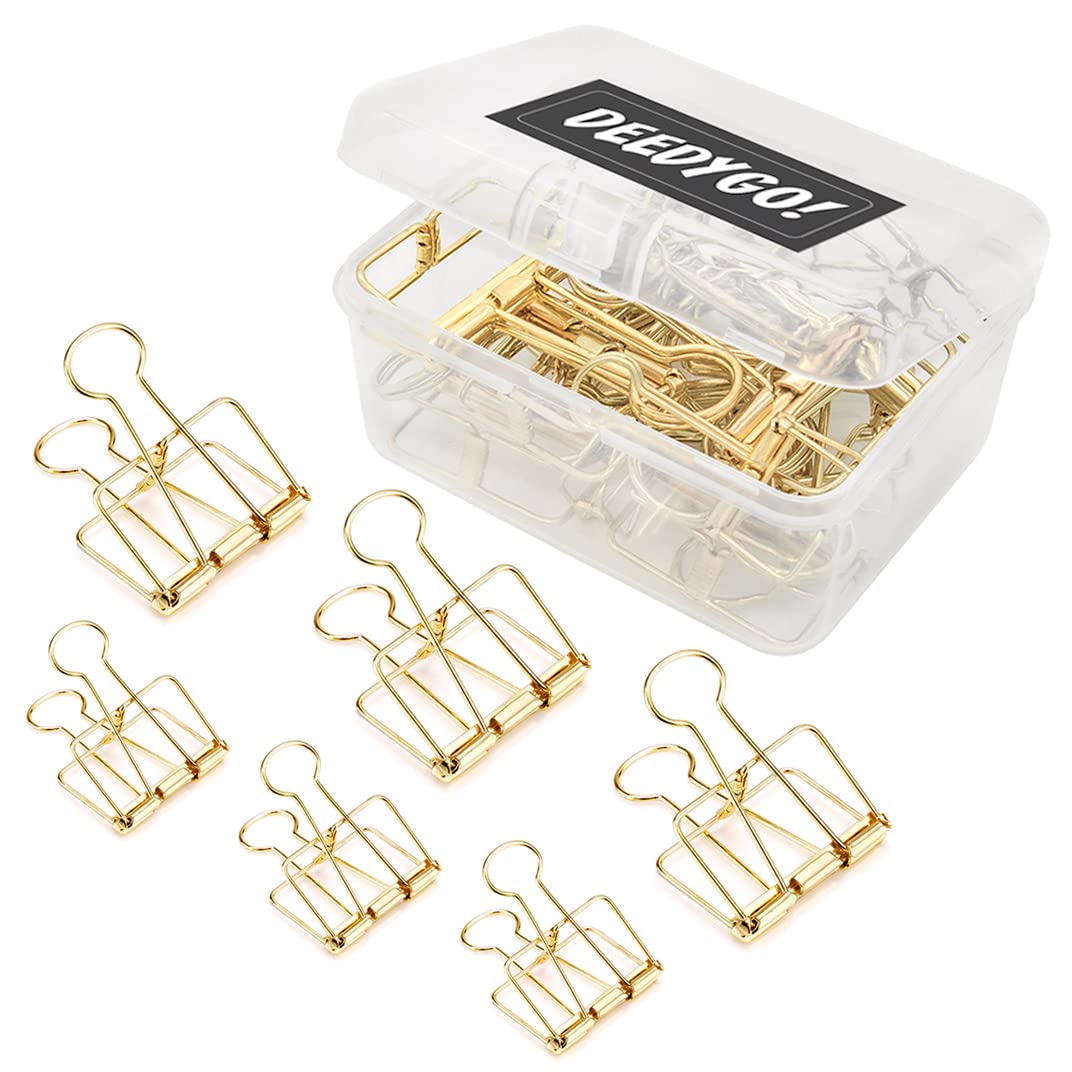 DEEDYGO Wire Binder Clips Gold (Gold (Binder & Paper Clips))
