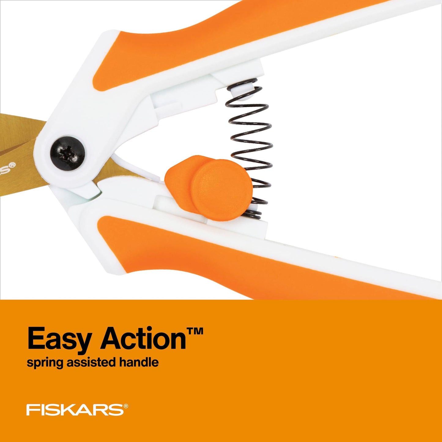 Fiskars Premier No. 5 Micro-Tip Easy Action Titanium Scissors - Stainless Steel Fabric and Mixed Media Scissors - Arts and Crafts - Orange