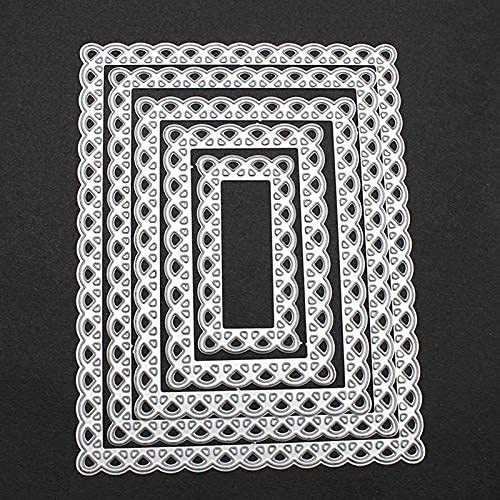 Nested Stitched Scallop Rectangle Frame Cutting Dies,DIY Artist Metal Cutting Dies Stencils Metal Cutting Dies Scrapbooking Crafting Paper Card Make Emboss Stencil Templat 10.7X13.9 cm