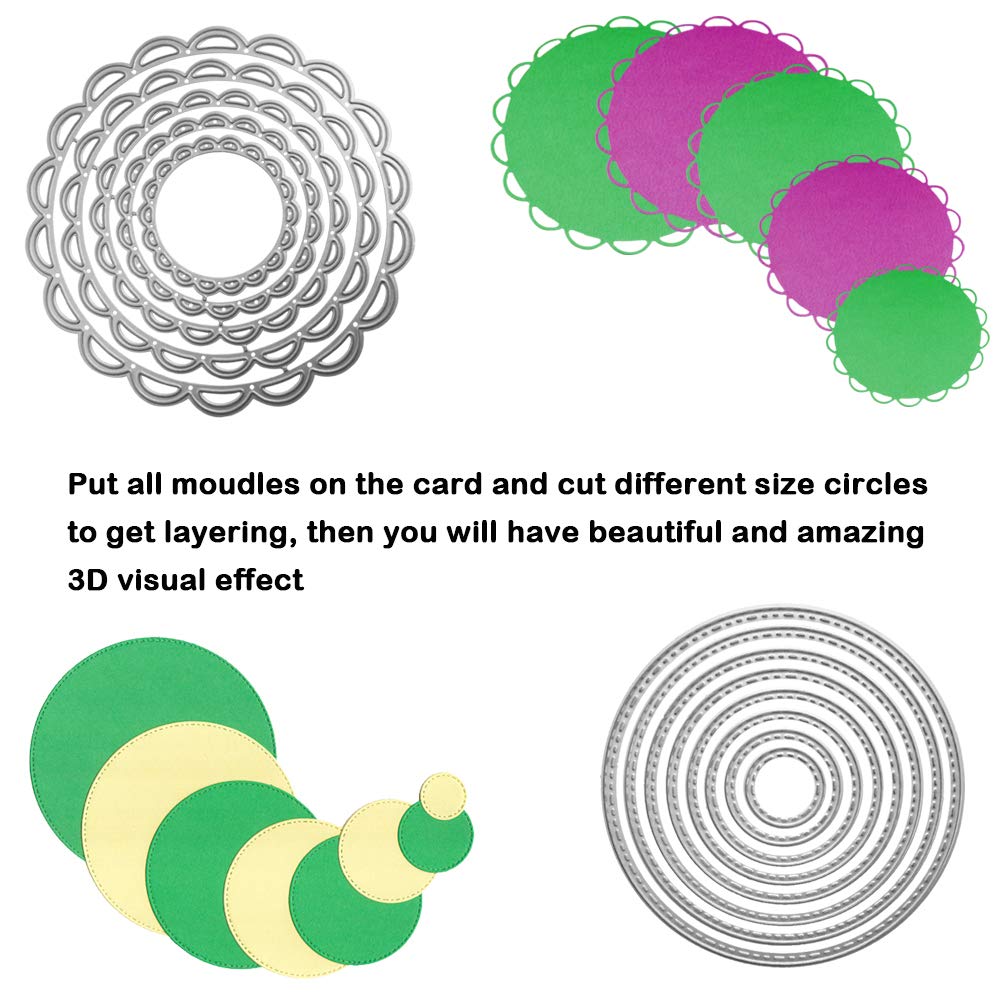 2 Packs Cutting Dies Stencil Metal Template Moulds, FineGood Embossing Tool for Card Making Scrapbooking DIY Album Paper