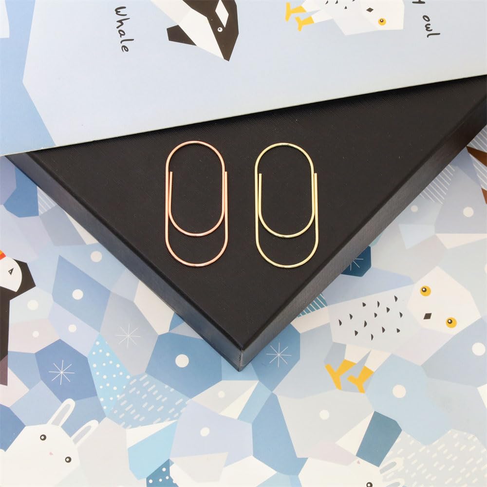 OWLFAVO Jumbo Shape 30pcs Paper Clips with Clear Box, Rose Gold and Yellow Gold, Funny Cute Paperclips Bookmarks Planner Clips for Fun Office Supplies School Gifts Wedding Decoration