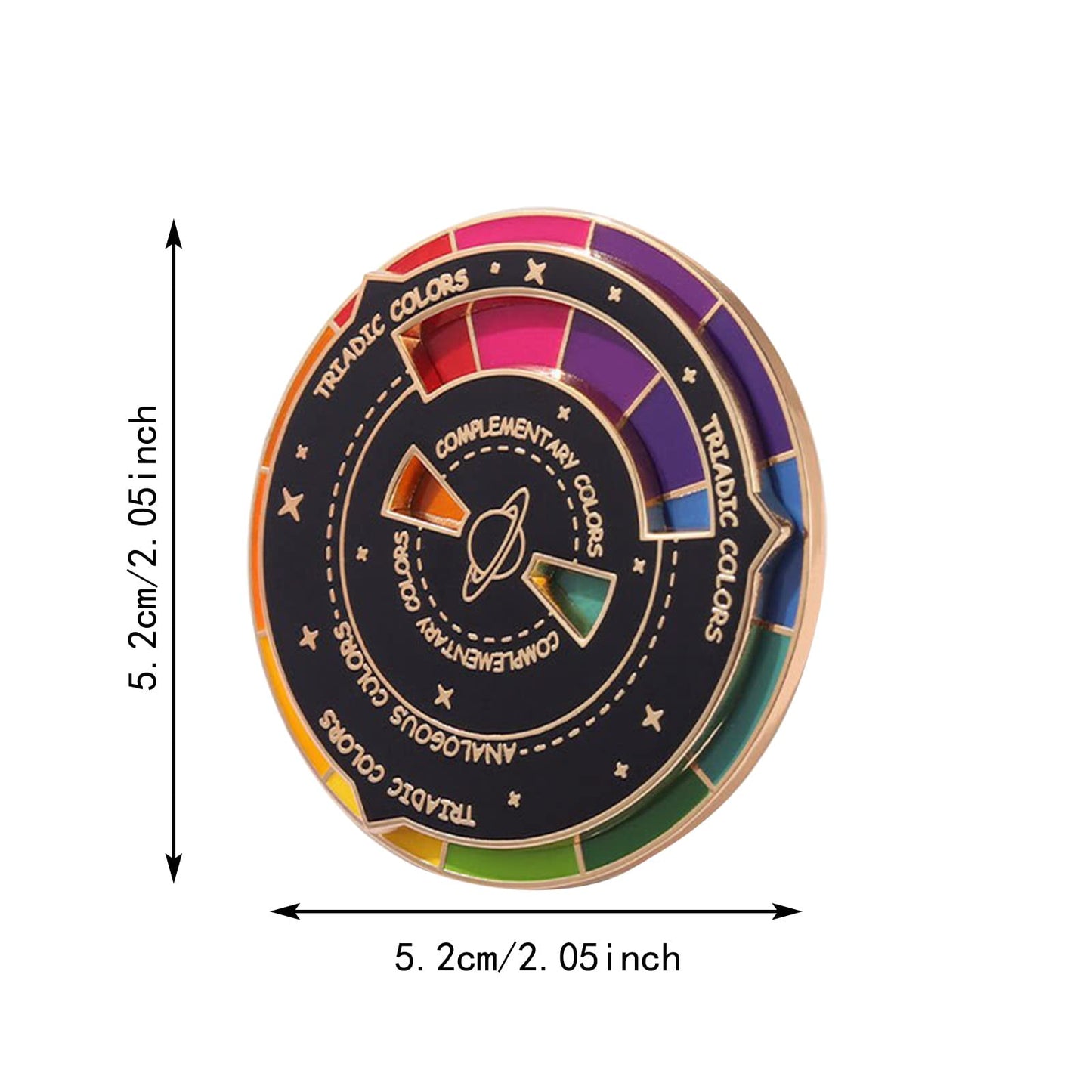 Snowflake Brooch Creative Color Wheel Enamel Pin The Spinning Wheel Moves Nicely Color Wheel Brooch (White, One Size)